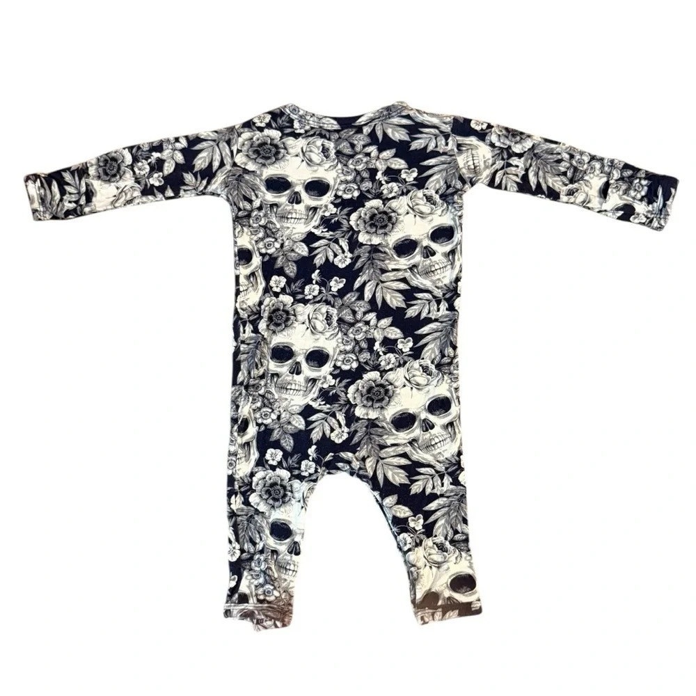 Little Bum Bums Floral Skull Bamboo Romper 0–3M Long Sleeve